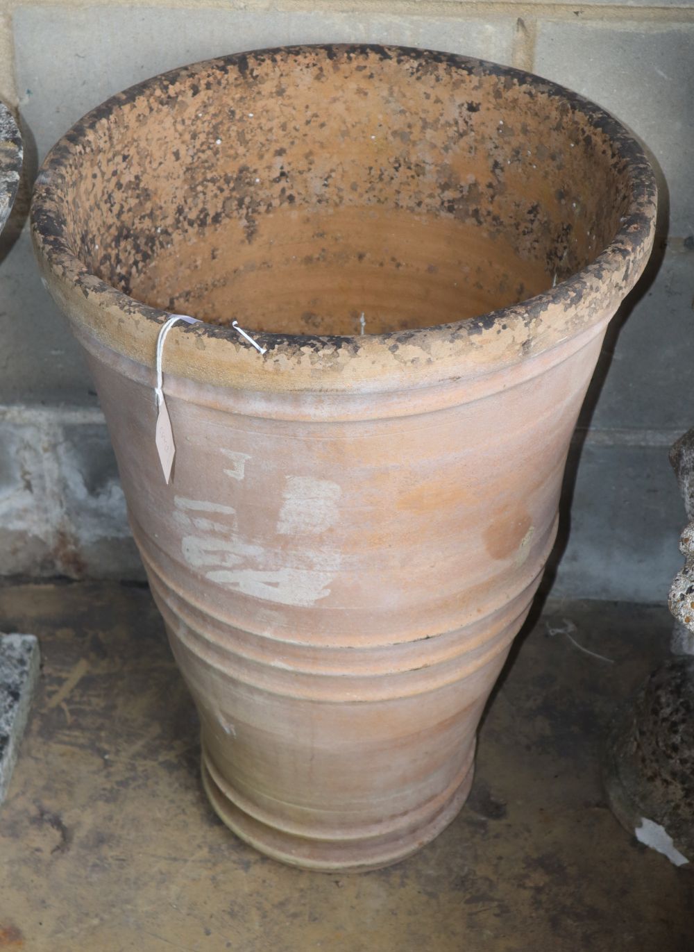 A Greek-style terracotta garden urn, 46cm diameter, H.66cm